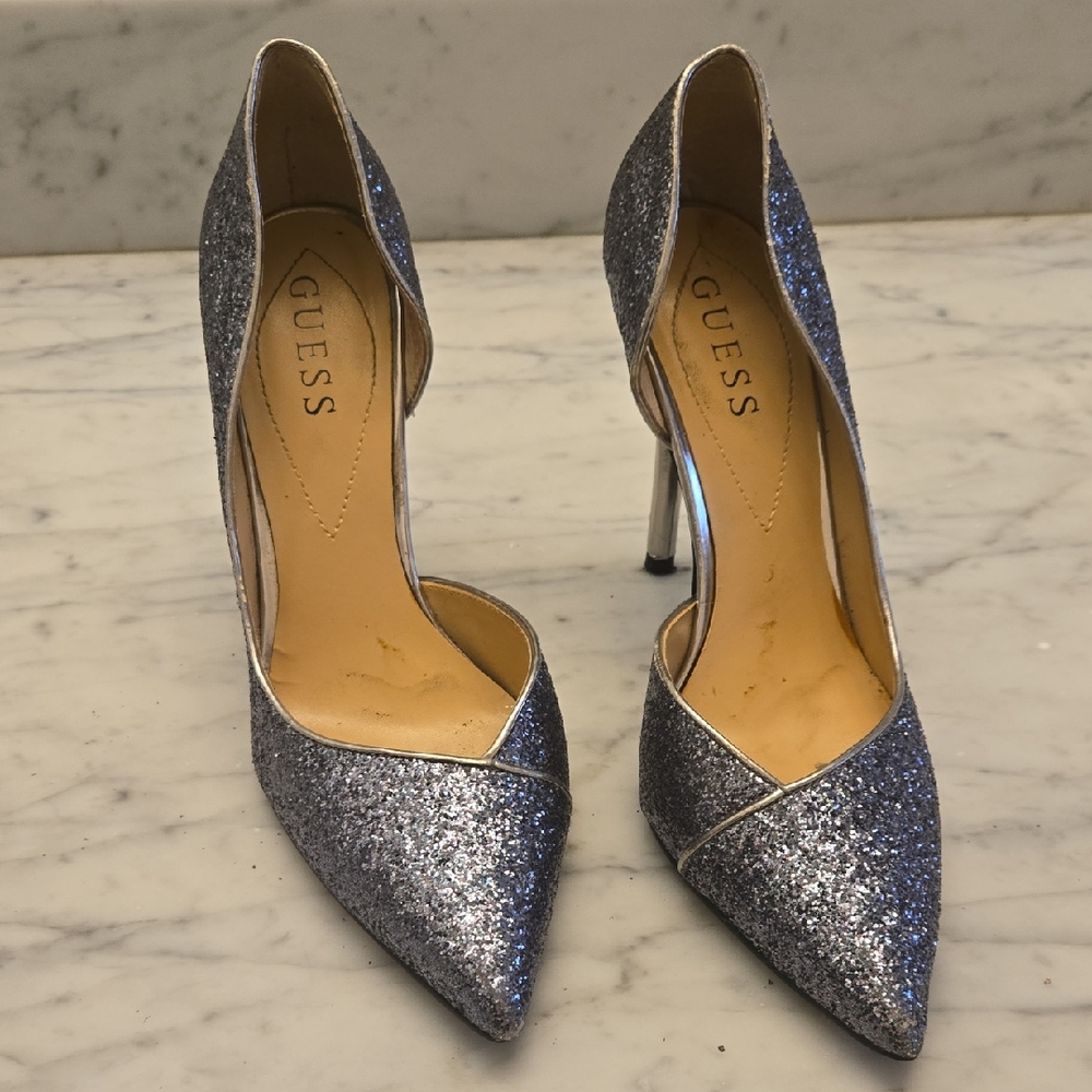 Guess Women's Sparkling Silver Heels